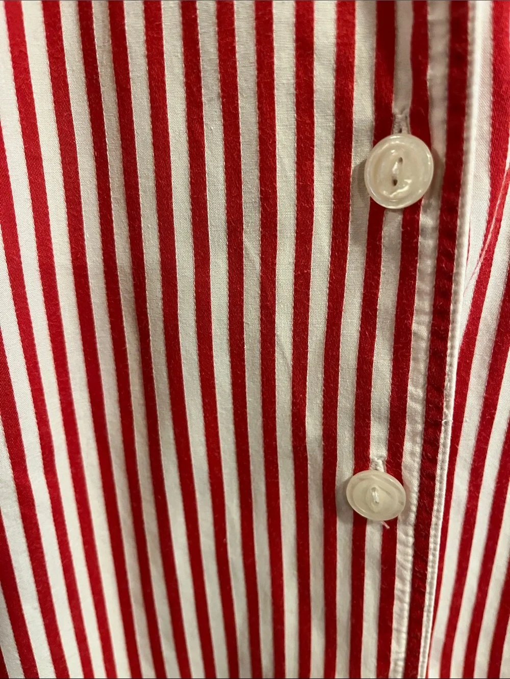 Lizsport Red & White Vertical Stripe Button-Up Blouse Y2K - Picture 3 of 8